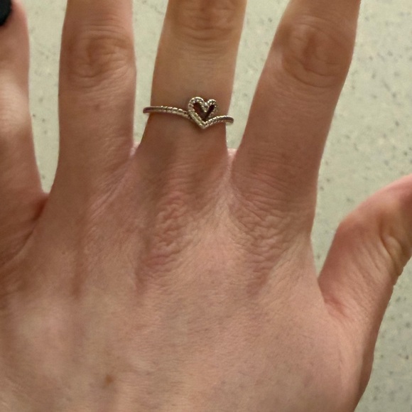 Pandora Silver Heart Ring with Sparkling Stones - Picture 3 of 3